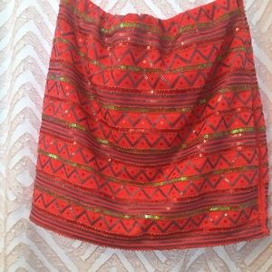 Coveted Clothing coral sequin mini skirt